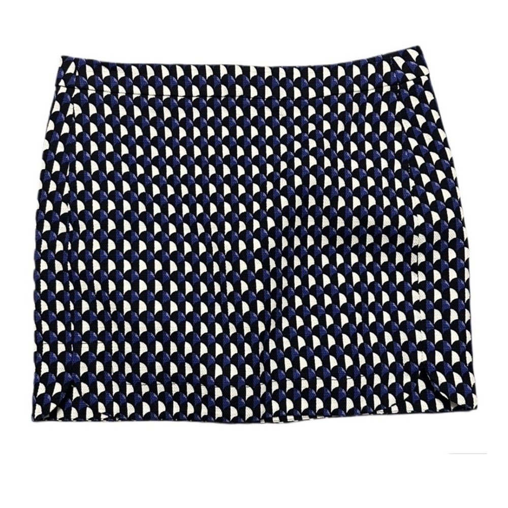 J.Crew Jet Set Geometric Mini Skirt Size 8 Blue Black Fully Lined Career Office